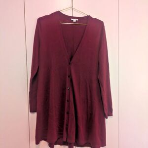 J Jill S Small Women Button Up Knit V Neck Cardigan Sweater Maroon